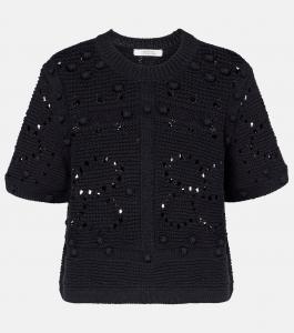 Топ Bohemian Mood из хлопковой смеси с открытой вязкой Dorothee Schumacher, Pure Black