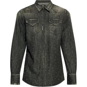 DSQUARED 2 Джинсовая рубашка с заклёпками, Black