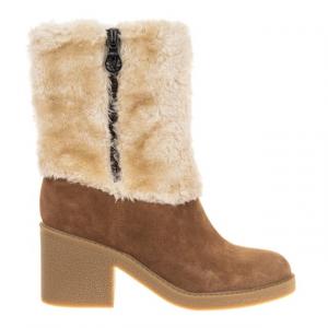 Замшевые ботильоны на плоской подошве с круглым носком flril4sue10 женщина Guess, бежевый
