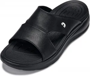 Мужские невидимые обувные платформы CALTO - черные/матовые черные сверхлегкие сандалии на молнии для комфорта - на 2 дюйма выше - X1652 - размер 10 D(M) US No Brand, черный