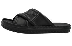 Сандалии Crossover Band черного цвета с тисненым узором Macro FF Fendi