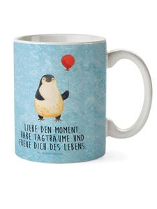 Детская кружка с воздушным шаром в виде пингвина и надписью в цвете ледяной синий Mr. & Mrs. Panda