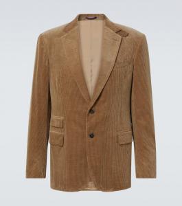 Вельветовый пиджак Kent из хлопка и кашемира Ralph Lauren Purple Label, Camel Melange