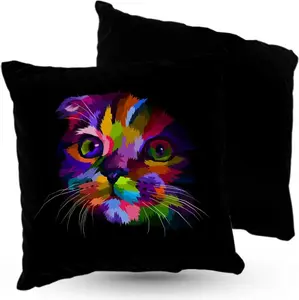 Подушка велюровая "Кот" ПРЕМИУМ 40 х 40 см, декоративная с наполнителем, для гостиной, спальни или в подарок 5made