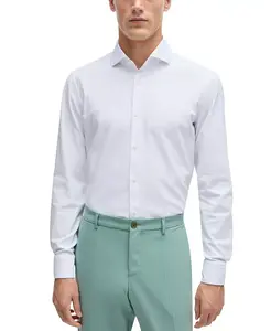 Мужская структурированная рубашка облегающего кроя Hugo Boss, белый