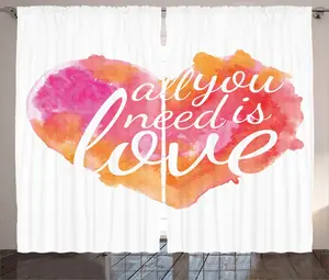Шторы ABAKUHAUS Rustic Curtain Quote, Watercolor Splash, универсальные ленточные шторы для гостиной с петлями и крючками, 280 x 245 см, цвет фуксия красный Abakuhaus