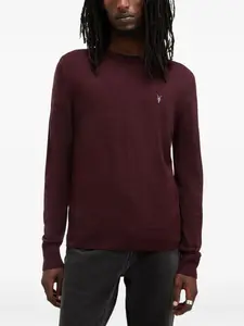 Свитер с вышитым логотипом и круглым вырезом Allsaints, красный