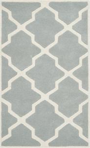 Ковер SAFAVIEH, 69 x 153 см, Chatham Collection Grey/Ivory CHT735E ручной работы с узором Trellis из премиальной шерсти