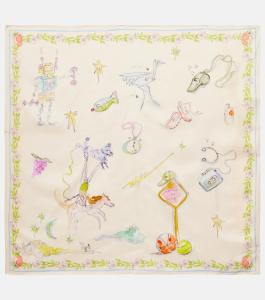 Шелковый шарф с принтом Court Alémais, слоновая кость