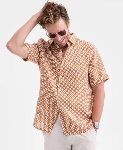 Мужская короткая рубашка Tonelle с гео-принтом из льна Club Room, белый