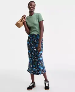 Женская юбка-комбинация миди с принтом On 34th, синий