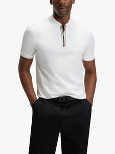 BOSS футболка-поло с короткими рукавами и молнией из чистого хлопка HUGO BOSS, White/Multi