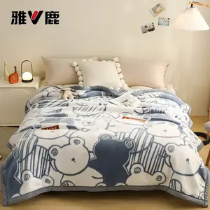 Yalu Плед 180х220 см, вес 3 кг, двухслойный, флисовый, цвет Daidai Xiong-Blue