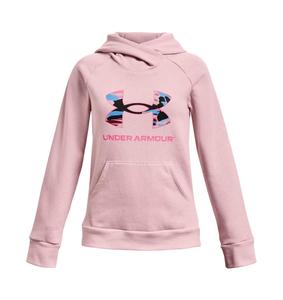 Детская худи Rival с большим логотипом, флисовая, цвет Prime Pink / Pink Punk Under Armour