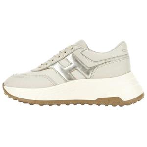 Hogan Женские низкие повседневные кроссовки H Patch H669 из коровьей кожи, цвет экрю