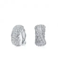 Серьги-Клипсы с куполообразным плетением крест-накрест, посеребренные Bling Jewelry, grey