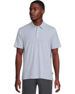 Мужская поло L.L.Bean Comfort Stretch Performance Pima с коротким рукавом в полоску, Blue Tide