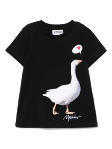 Футболка с вышивкой Moschino Kids, черный