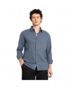 Мужская рубашка из вафельной вязки цвета лазурита Campus Sutra, Blue