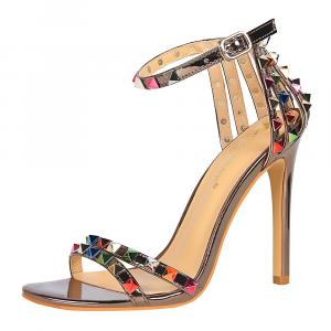 QITUMAUL Женские туфли на высоком каблуке - металлик серый [высота каблука 11 см], цвет Gunmetal Gray[Heel Height 11cm]