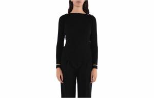 МаксМара Черный свитер с длинным рукавом и круглым вырезом