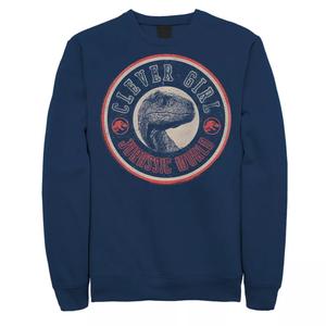 Мужской свитшот с буквенным логотипом в стиле ретро «Мир Юрского периода» Clever Girl Licensed Character, синий