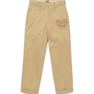 Брюки плиссе с вышивкой в виде сердца HUMAN MADE, Light Umber