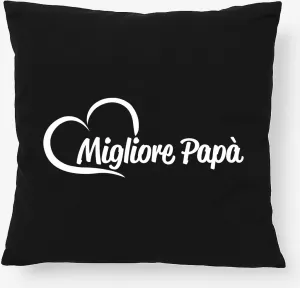 Подушка Huuraa Migliore Papà Cuore подарочная 40х40см с наполнителем черный хлопок украшение Migliore Papà Cuore Hellweg Druckerei