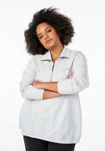 Толстовка Active by Zizzi MIT KURZEM, Light Grey Melange/Mottled Light Grey