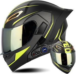 Шлем TONCXRW Motorcycle Bluetooth, черный / зеленый