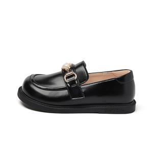 Низкие детские кожаные туфли для детей Snoffy, черный