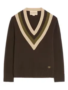 Шерстяной свитер с V-образным вырезом VALENTINO GARAVANI, коричневый