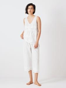 Белый пижамный комплект John Lewis с майкой-бобби и укороченными плавками