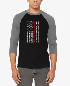 Мужская футболка с кросс-флагом и принтом в стиле Word Art, реглан, бейсбольный крой LA Pop Art, мультиколор