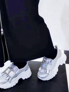 Кроссовки с блестящей пряжкой Yosuke Usa, цвет Silver