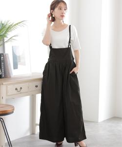 Сборчатый комбинезон, светлые брюки Pourvous, цвет Black