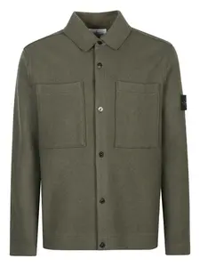 Шерстяная куртка-рубашка с накладными карманами Stone Island, зеленый