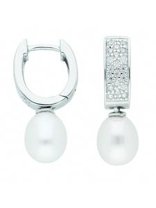 Adeliás Женские серьги-кольца из серебра 925 пробы с цирконами, диаметр 11,5 мм