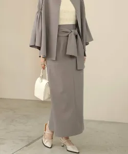 Комплект с лентами, юбка I-силуэта