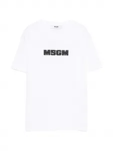 Футболка с вышитым логотипом Msgm Kids, белый