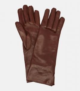 Кожаные перчатки с подкладкой из кашемира и шелка Loro Piana, Havana Brown