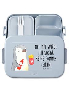 Mr. & Mrs. Panda Коробочка для закусок с изображением пингвинов и надписью пастельно-голубого цвета