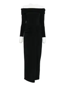 Платье с открытыми плечами и драпировкой Lauren Ralph Lauren, черный