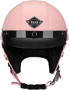 Шлем кожаный Woljay PG109 для скутера, розовый