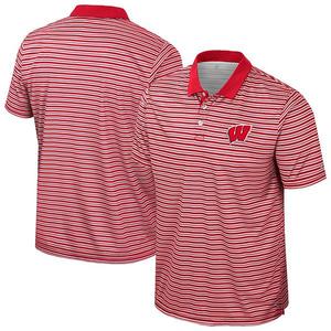 Мужская красная поло wisconsin badgers striped Colosseum