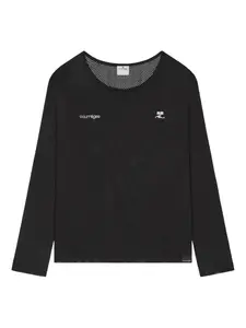 Топ с длинными рукавами с логотипом Courrèges, черный