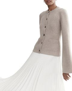 Свитер-кардиган с круглым вырезом из смеси шерсти Cooper Jenni Kayne, коричневый/бежевый