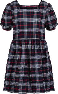 Платье Tommy Hilfiger для девочек из сирсакера в клетку с рукавами-фонариками, повседневная одежда, мягкое и удобное., Navy Blazer