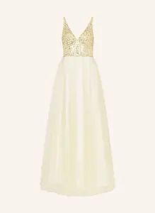 Вечернее платье с драгоценными камнями Unique, желтый