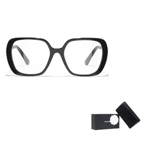 CHANEL Ацетатная металлическая оправа для очков неправильной формы унисекс черная, Black